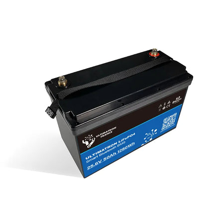 Ultimatron lithiumbatterij 25.6V 50Ah LiFePO4 met intelligente BMS, Bluetooth en verwarming