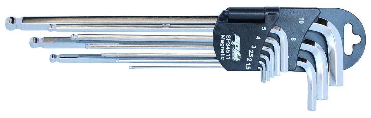 BINNENZESKANT STIFTSLEUTELSET MAGNETISCH MET KOGELKOP  SAE 9 DELIG