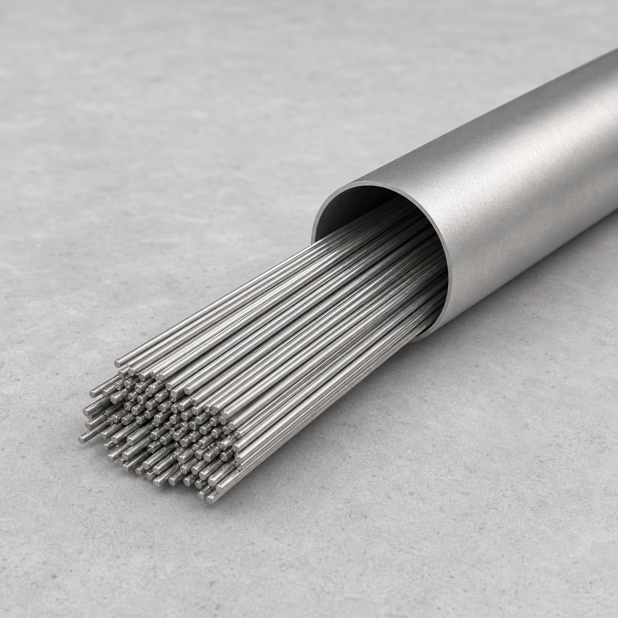 Illustratieve afbeelding van aluminium TIG-lasstaven in koker