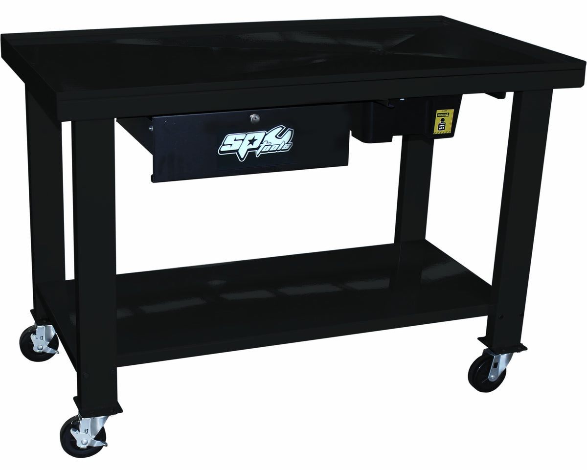 HEAVY DUTY DEMONTEERTAFEL MET OLIE OPVANG SYSTEEM ZWART