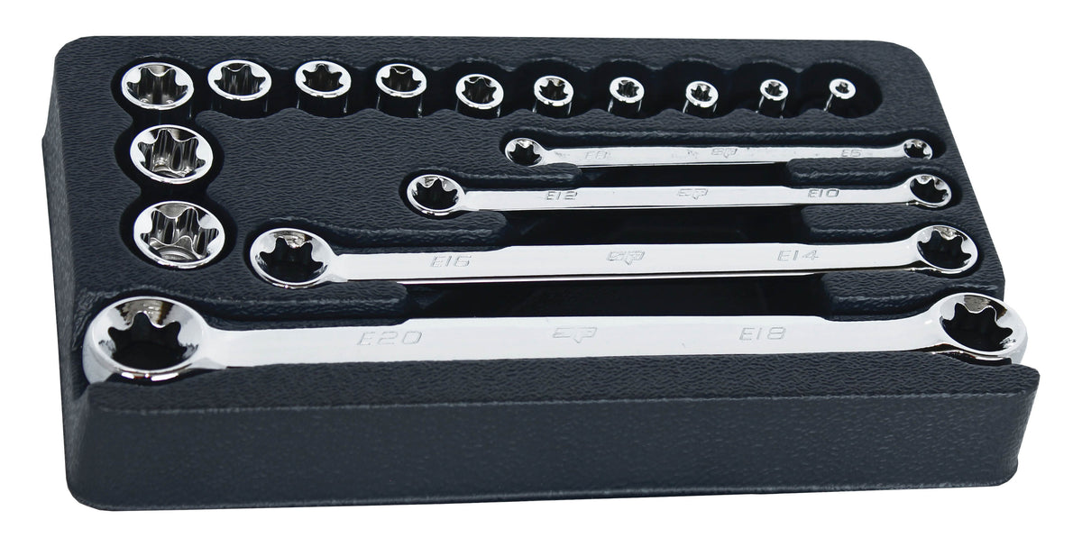 DOPPEN EN RINGSLEUTELSET 3/8” 16 DELIG E TORX