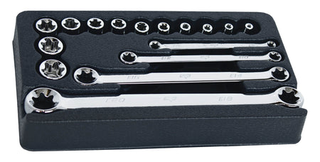 DOPPEN EN RINGSLEUTELSET 3/8” 16 DELIG E TORX