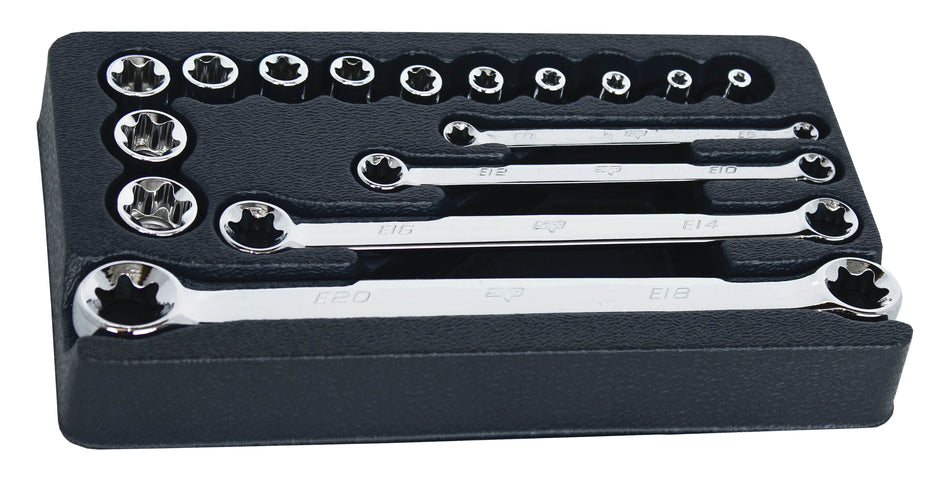 DOPPEN EN RINGSLEUTELSET 3/8” 16 DELIG E TORX