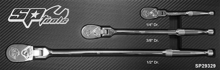 FLEXIBELE RATEL SET 1/4,3/8,1/2" 90T  AFGEDICHT