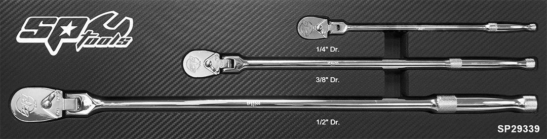FLEXIBELE RATEL SET LANG 1/4,3/8,1/2" 90T  AFGEDICHT