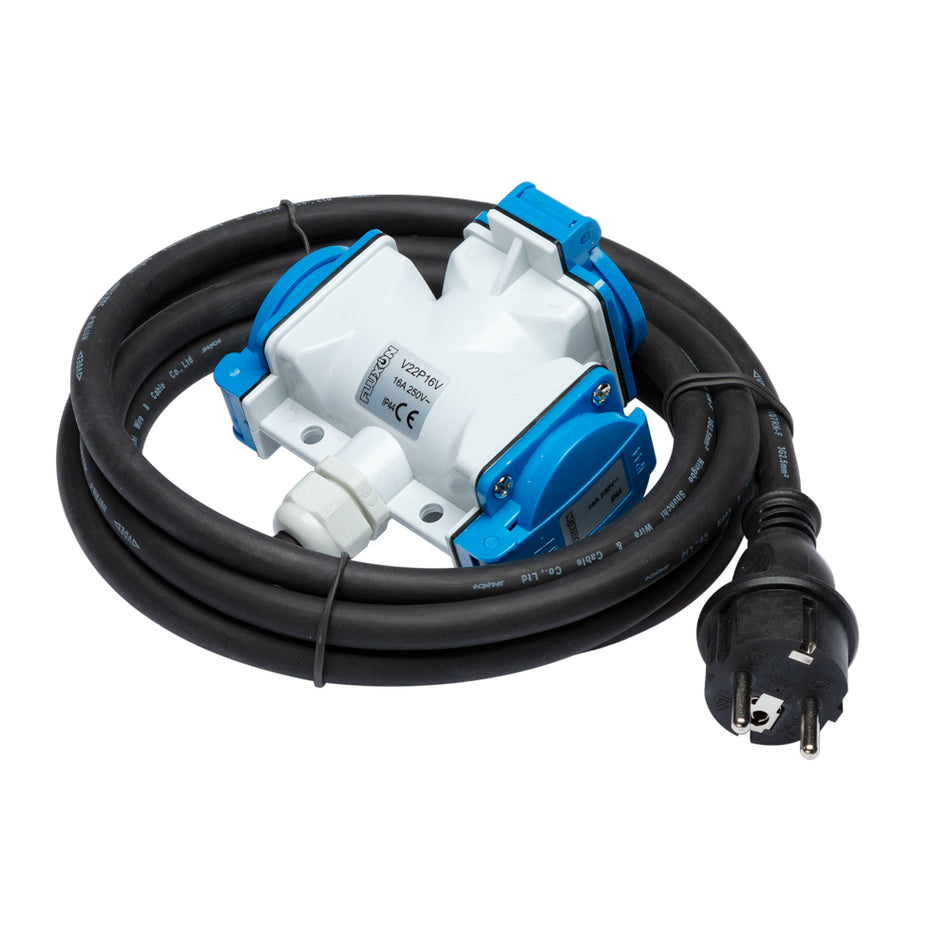 Verlengkabel 2,5m 3G 2.5mm2 met verdeeldoos - Weldingshop