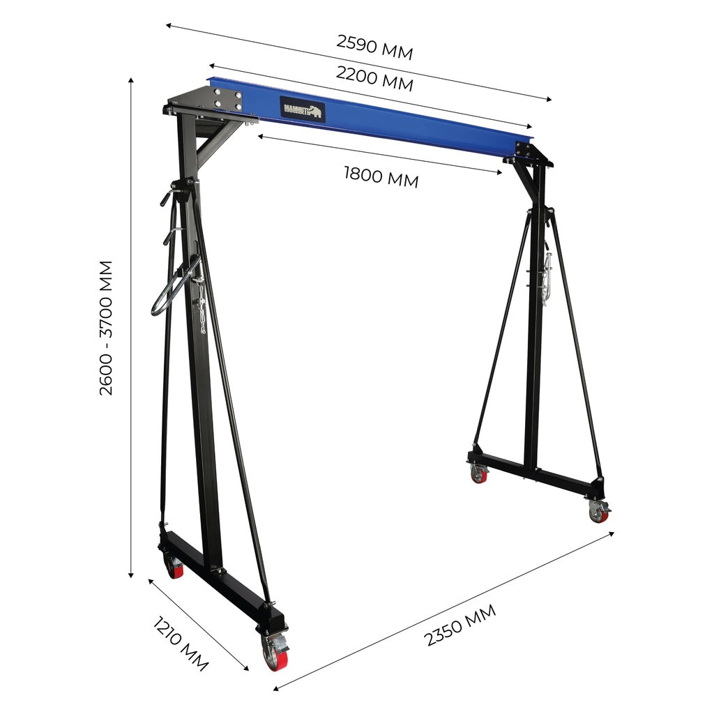 Mammuth mobiele portaalkraan 2 ton set - elektrische kabeltakel - Weldingshop