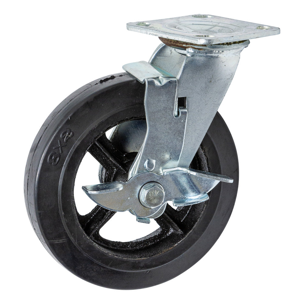 Zwenkwiel met rem 200 x 50mm rubber - Weldingshop