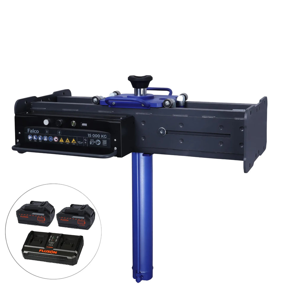 Falco accu putkrik 15 ton large – lange cilinder incl. 2x 4 Ah accu’s en duosnellader