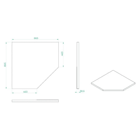 Werkblad Massief hout voor hoekkast 864 x 36 x 864 x 1223mm STARX