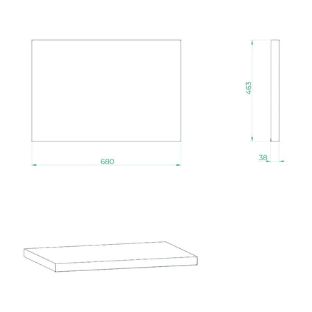 Stainless steel board 680 x 463 x 38mm STARX