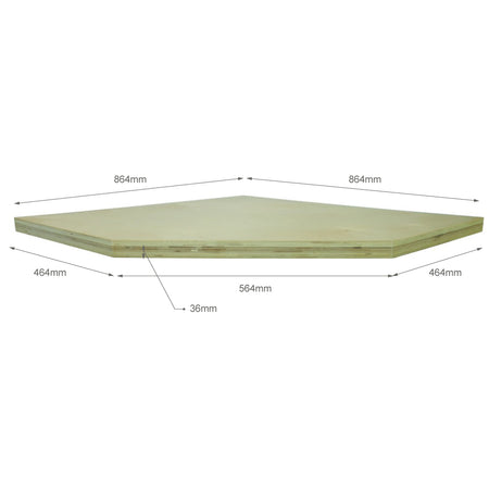 Werkblad Massief hout voor hoekkast 864 x 36 x 864 x 1223mm STARX