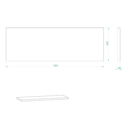 Werkblad massief hout 1361 x 463 x 38mm STARX