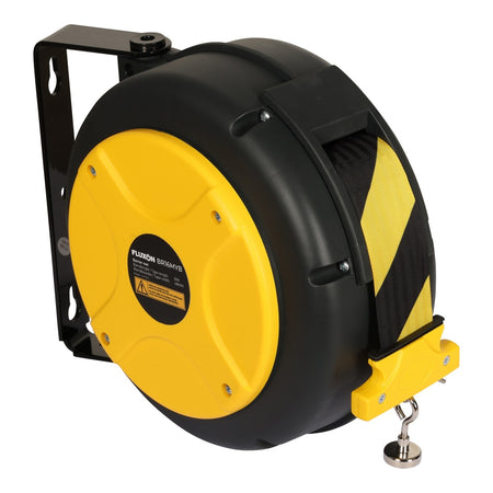 Fluxon haspel met afzetlint Geel/Zwart 16mtr - Weldingshop