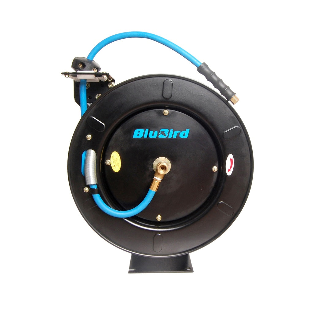 Blubird Rubber oprolbare luchtslanghaspel enkele arm 10mm x 10mtr - Weldingshop