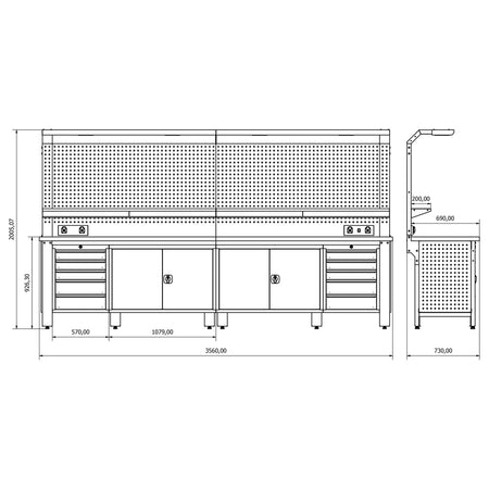 Bullram industriële werkbank (vaste kasten) - Weldingshop