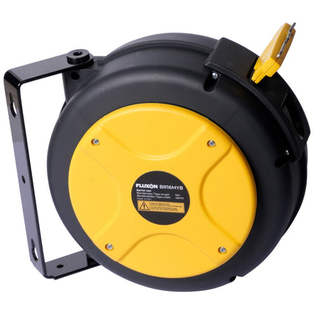 Fluxon haspel met afzetlint Geel/Zwart 16mtr - Weldingshop