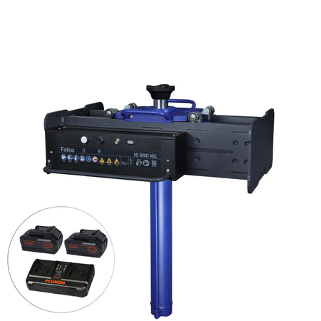Falco accu putkrik 15 ton medium – lange cilinder incl. 2x 4 Ah accu’s en duosnellader