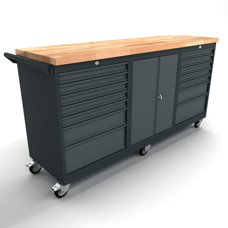 Verrijdbare werkbank 2 deuren 2x7 laden kast - Weldingshop