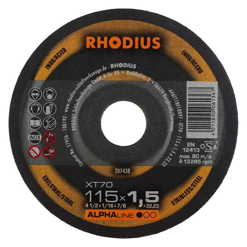 Rhodius XT70 115x1,5x22,23 – blik 10 stuks