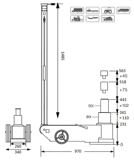 Luchtvloerkrik 80T - 50T