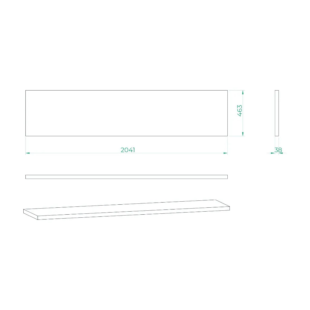 Werkblad RVS 2041 x 463 x 38mm STARX