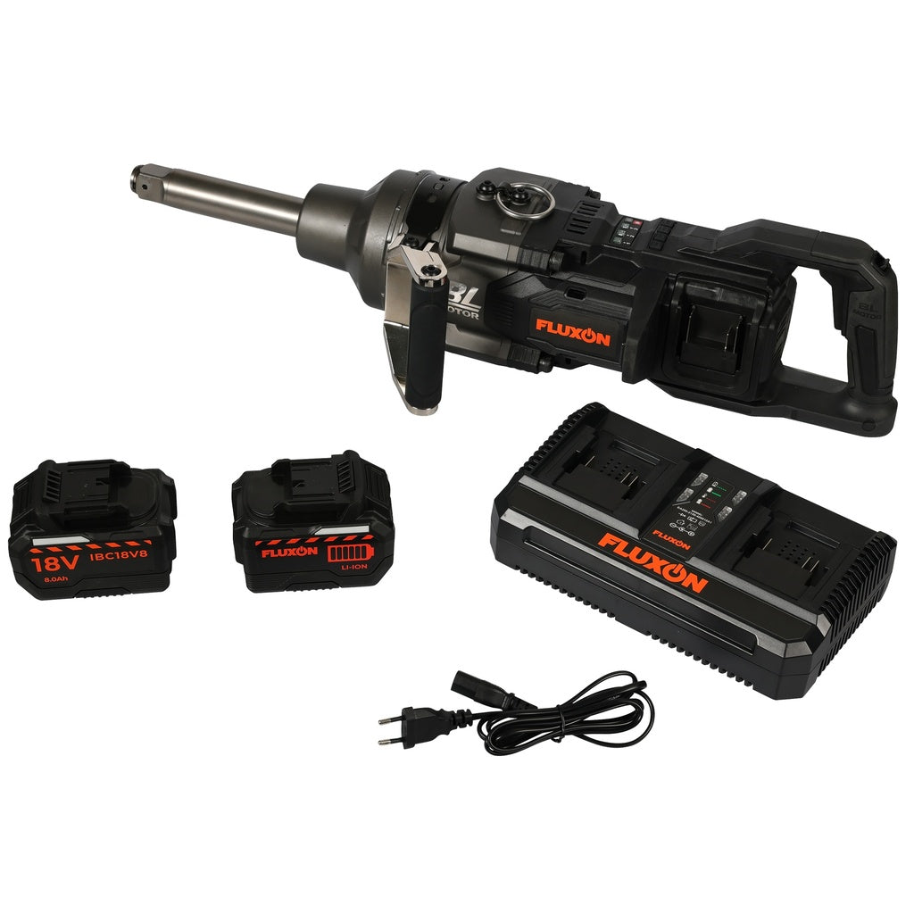 Fluxon accu slagmoersleutel 1” 4000 Nm incl. 2x 8 Ah accu en duosnellader - Weldingshop