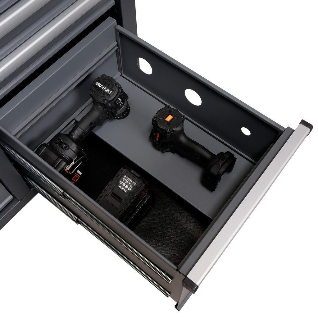 Gereedschapswagen met achterwand massief houten werkblad - Weldingshop