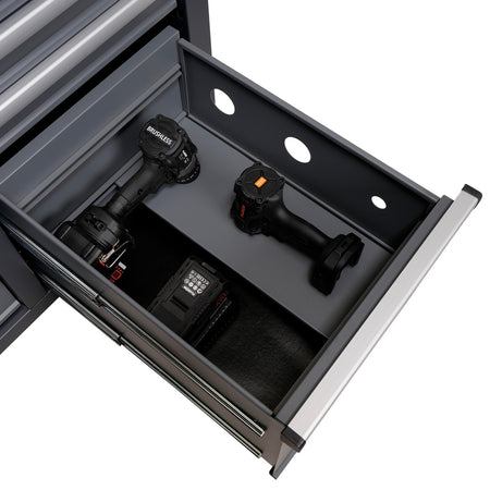 Gereedschapswagen met achterwand massief houten werkblad - Weldingshop