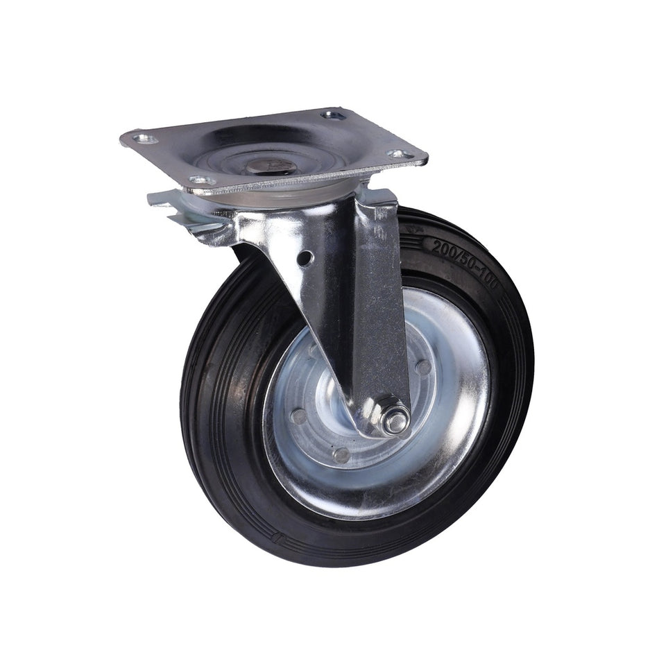 Roue pivotante 200 x 30 mm en caoutchouc