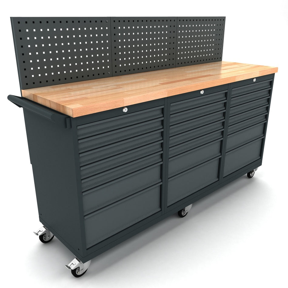 Verrijdbare werkbank 3x 7 laden kast incl. gereedschapswand EXPERT