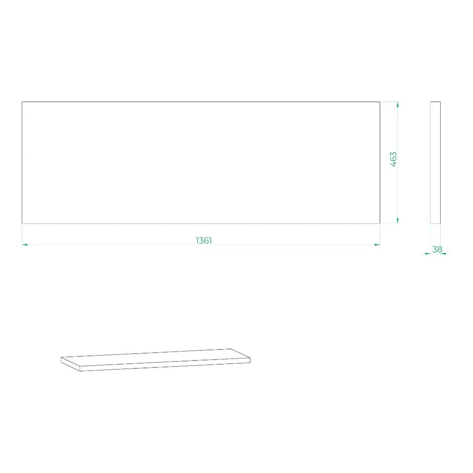 RVS werkblad 1361 x 463 x 38mm STARX