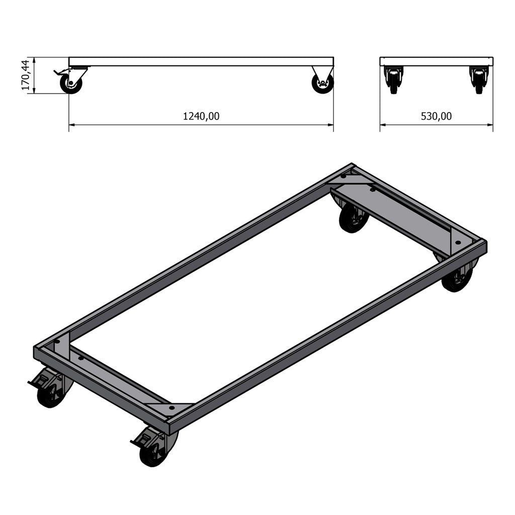 Frame voor mobiele werkbank 124cm (dubbel) - Weldingshop