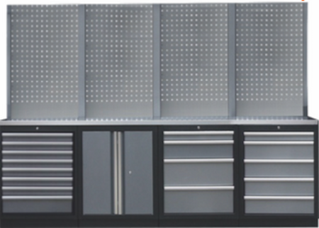 PROFESSIONEEL GARAGE WANDSYSTEEM 4 RUGPANELEN MET HOUTEN WERKBLAD
