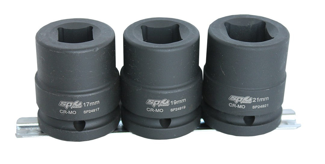 SLAGMOERDOPPENSET OP RAIL 3/4” DUBBEL 4KANT 3 DELIG