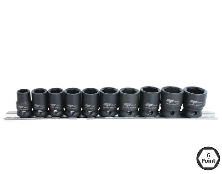 SLAGMOERDOPPENSET OP RAIL 3/8” 6-KANT  10DELIG