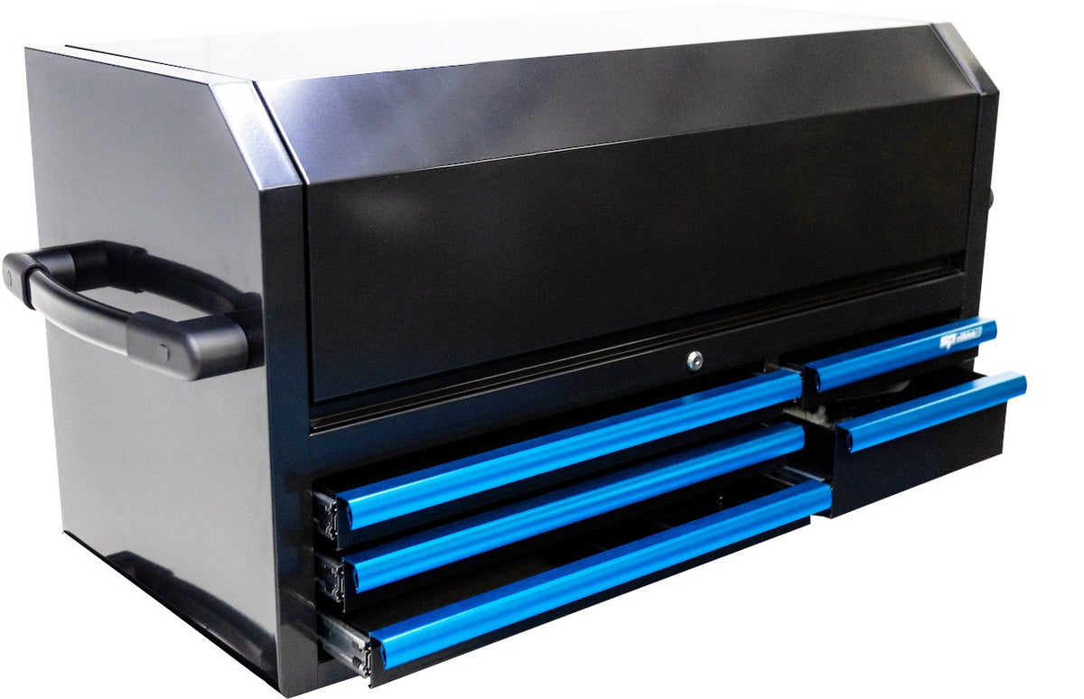 CUSTOM GEREEDSCHAPSKIST ZWART/BLAUW 5 LADEN POWER HUTCH