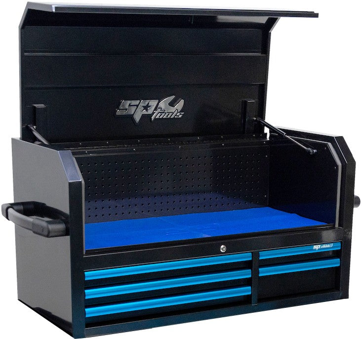 CUSTOM GEREEDSCHAPSKIST ZWART/BLAUW 5 LADEN POWER HUTCH