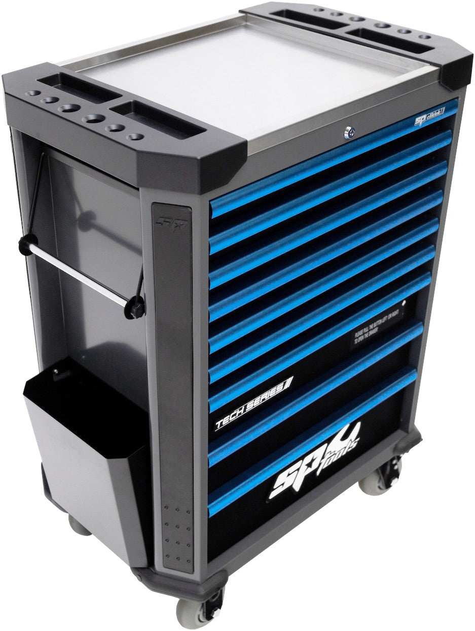 387 DELIGE TOOLKIT IN TECH SERIE GEREEDSCHAPSWAGEN MET 9 LADEN DIAMOND BLACK/ BLAUW