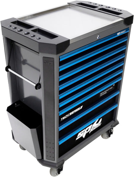 387 DELIGE TOOLKIT IN TECH SERIE GEREEDSCHAPSWAGEN MET 9 LADEN DIAMOND BLACK/ BLAUW