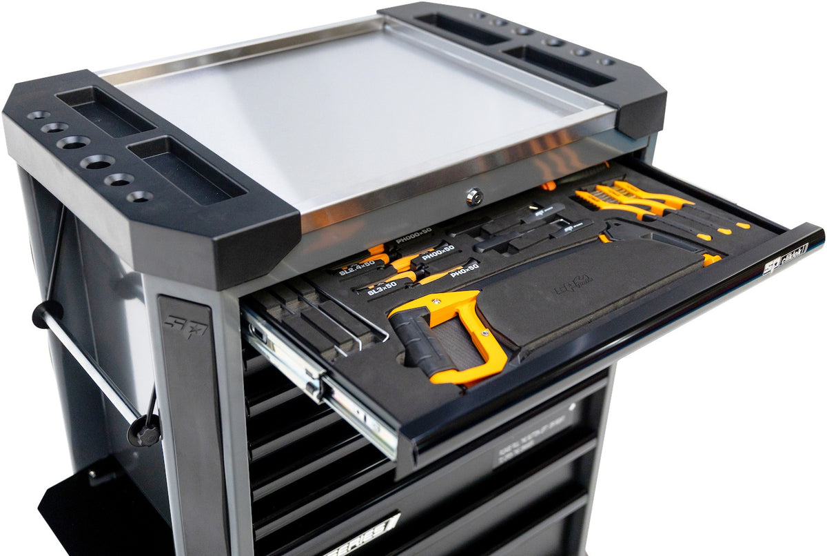 387 DELIGE TOOLKIT IN TECH SERIE GEREEDSCHAPSWAGEN MET 9 LADEN DIAMOND BLACK/ZWART
