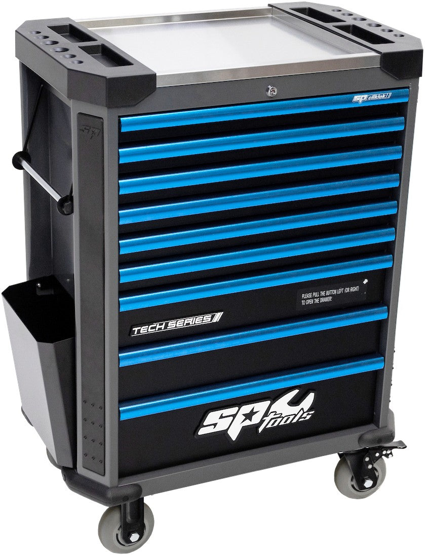 387 DELIGE TOOLKIT IN TECH SERIE GEREEDSCHAPSWAGEN MET 9 LADEN DIAMOND BLACK/ BLAUW