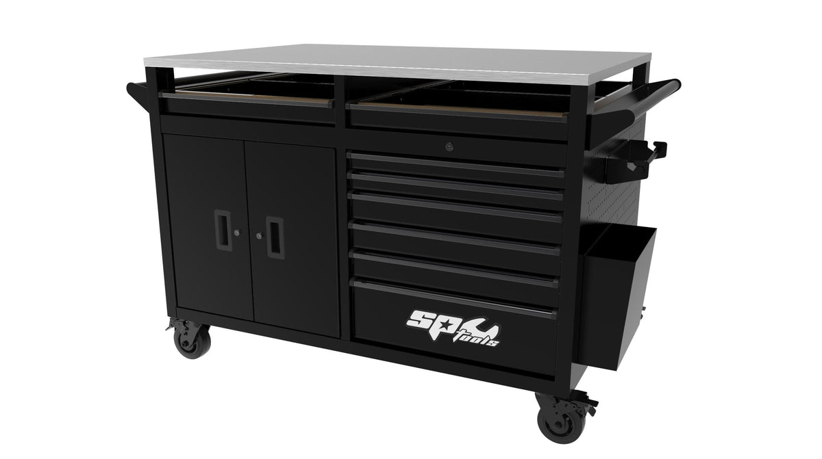 MULTIFUNCTIONELE GEREEDSCHAPSWAGEN ZWART USA SUMO MET RVS WERKBLAD