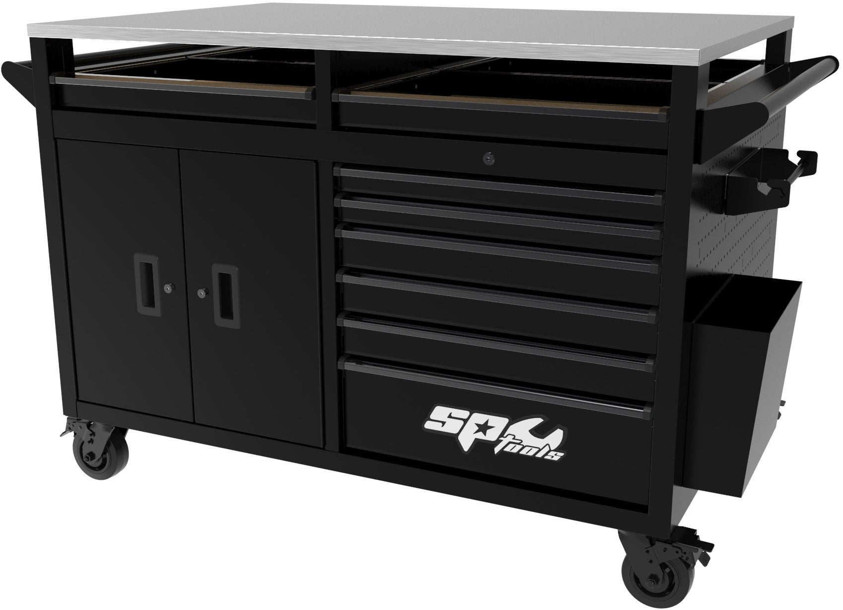MULTIFUNCTIONELE GEREEDSCHAPSWAGEN ZWART USA SUMO MET RVS WERKBLAD
