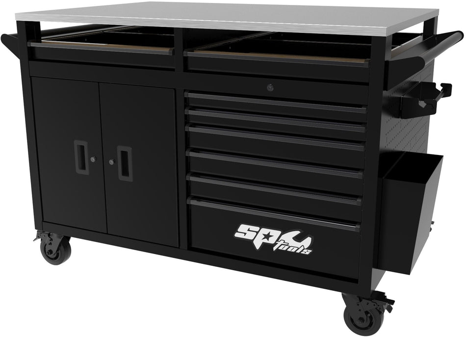 MULTIFUNCTIONELE GEREEDSCHAPSWAGEN ZWART USA SUMO MET RVS WERKBLAD