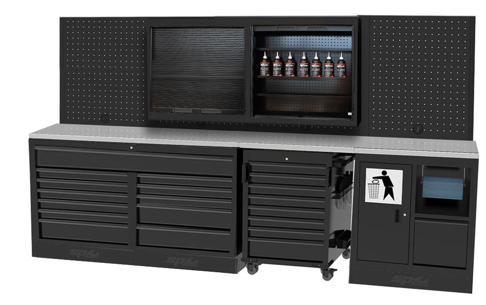 USA WORKSHOP SERIES MET 3 ACHTERWANDEN MET RVS WERKBLAD