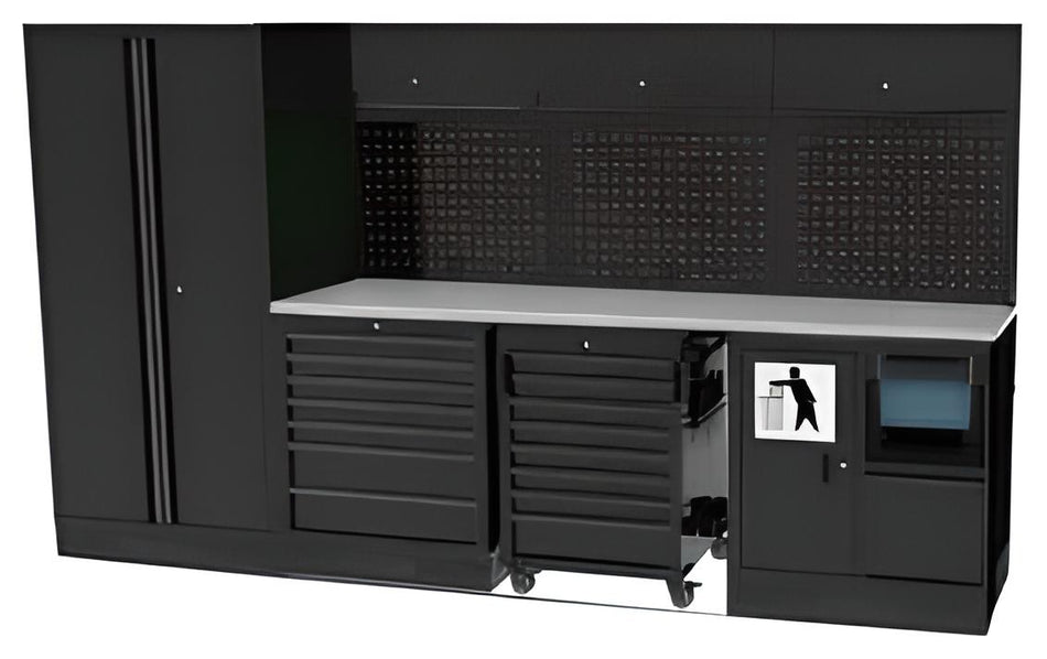 USA WORKSHOP SERIES MET RVS WERKBLAD EN HOGE DUBBELE KAST