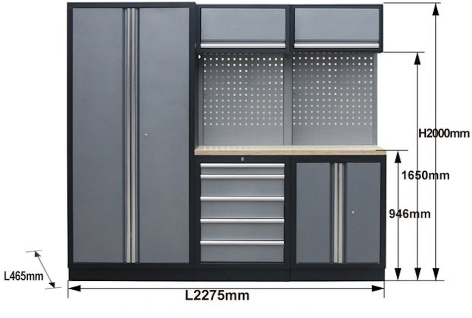 WORKSHOP SERIES 3 DELIG BREDE KAST MET RVS WERKBLAD