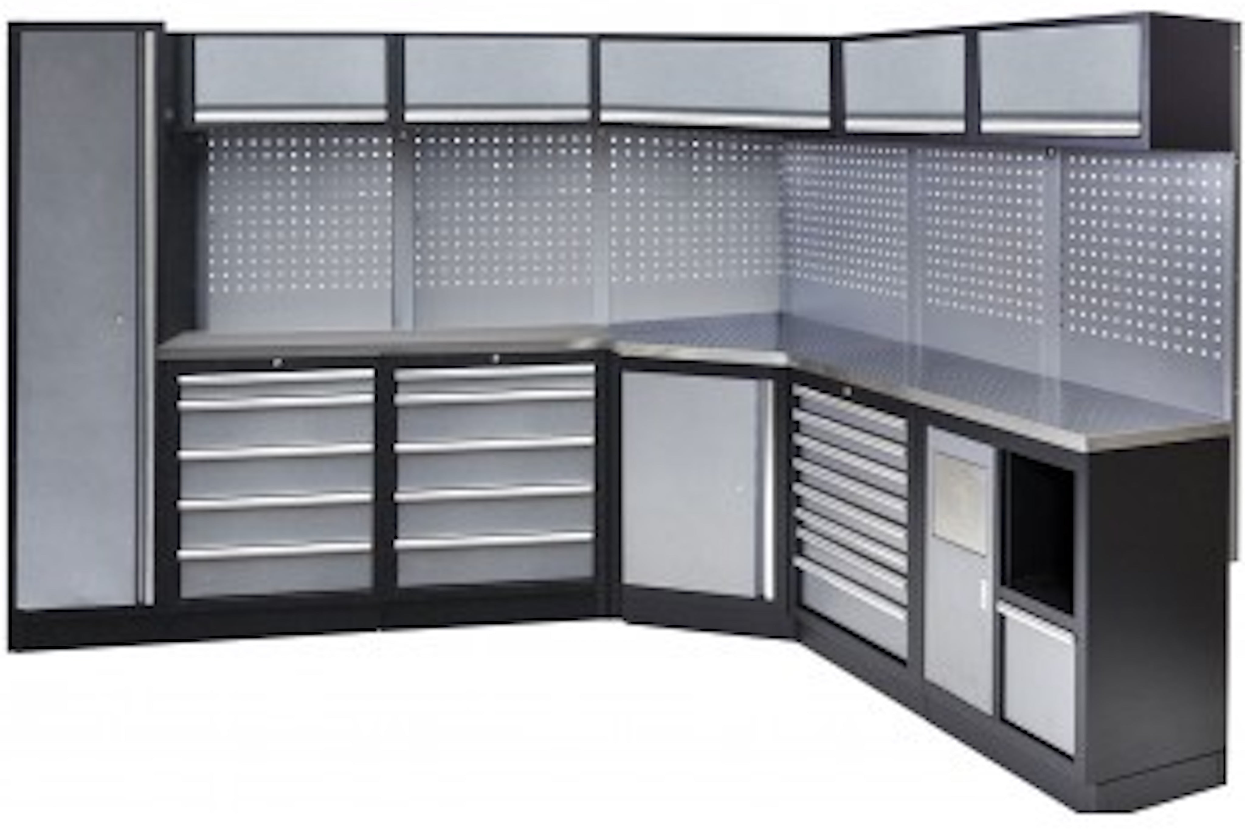 UITGEBREIDE HOEKOPSTELLING WORKSHOP SERIE MET RVS WERKBLAD