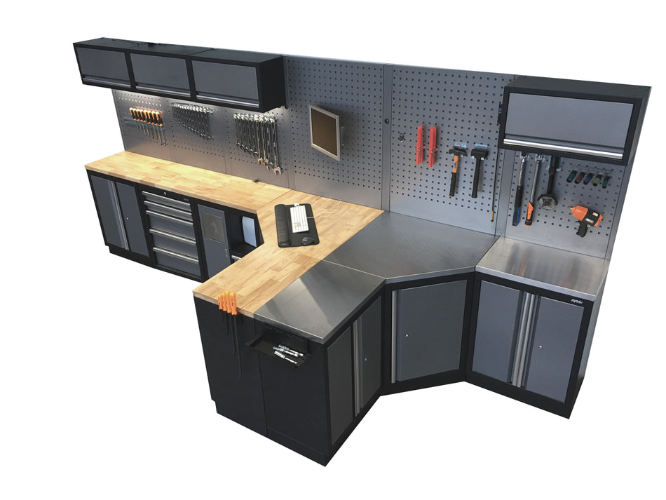 SP WORKSHOP SERIES DUBBELE HOEKOPSTELLING MET RVS WERKBLAD